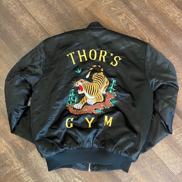 Vintage Puffed Bomber Jacket 'Thor's Gym' - Size Small - Picture 2 of 8